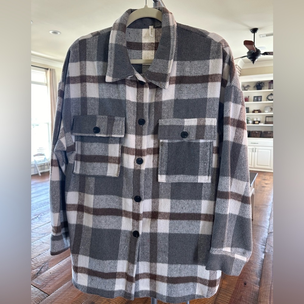 Women’s Thick Woolen Plaid Shacket